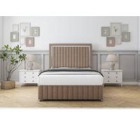 Sloomy Boston Chrome Mink Plush Divan Bed Set No Drawers - 26" Strutted 12" Footboard 4' Small Double