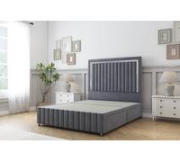 Sloomy Boston Chrome Plush Divan Base 2 Drawers-54" Headboard- Footboard in Dark Grey | Size: Small Double Sloomy Dark Grey Small Double
