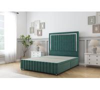 Sloomy Boston Chrome Plush Divan Base 4 Drawers-54" Headboard- Footboard in Emerald | Size: Super King Sloomy Emerald Super King