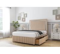 Sloomy Boston Chrome Plush Divan Set 2 Drawers-26" Headboard-Footboard in Stone | Size: Small Double Sloomy Stone Small Double