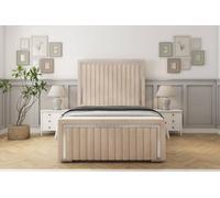 Sloomy Boston Chrome Sand Naples Bed Frame With 50" Upholstered Headboard 4' Small Double