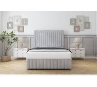 Sloomy Boston Chrome Silver Naples Divan Bed Set No Drawers - 54" Floor Standing 12" Footboard 4'6 Double