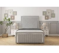Sloomy Boston Chrome Silver Plush Bed Frame With 50" Upholstered Headboard 3' Single