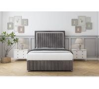 Sloomy Boston Chrome Slate Naples Divan Bed Set 2 Drawers Right Side - 54" Floor Standing 12" Footboard 3' Single