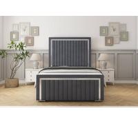 Sloomy Boston Chrome Steel Plush Bed Frame With Mattress With 50" Upholstered Headboard 4' Small Double