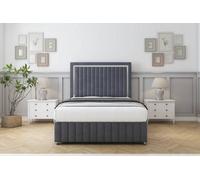 Sloomy Boston Chrome Steel Plush Divan Bed Set 2 Drawers Left Side - 54" Floor Standing 12" Footboard 6' Super King