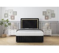 Sloomy Boston Gold Black Naples Divan Bed Set 2 Drawers Left Side With 26" Strutted & 12" Footboard 5' King