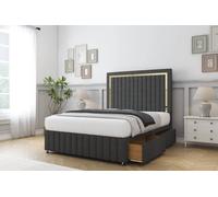 Sloomy Boston Gold Dumfries Divan Set No Drawers-26" Headboard-Footboard in Dark Grey | Size: Small Single Sloomy Dark Grey Small Single