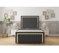 Sloomy Boston Gold Dumfries Frame-Mattress - 50" Upholstered Headboard in Dark Grey | Size: Small Double Sloomy Dark Grey Small Double