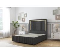 Sloomy Boston Gold Graphite Dumfries Divan Bed 2 Drawers Right Side-54" Floor Standing Headboard 12" Footboard 4' Small Double