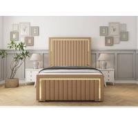 Sloomy Boston Gold Latte Dumfries Bed Frame With Mattress With 50" Upholstered Headboard 5' King