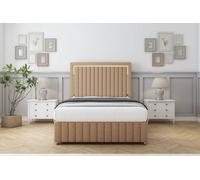 Sloomy Boston Gold Latte Dumfries Divan Bed Set 2 Drawers Left Side With 26" Strutted & 12" Footboard 3' Single