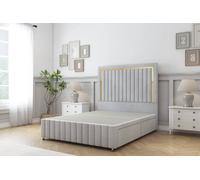 Sloomy Boston Gold Naples Divan Base 2 Drawers - 54" Headboard- Footboard in Silver | Size: Small Double Sloomy Silver Small Double