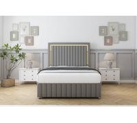 Sloomy Boston Gold Pewter Dumfries Divan Bed Set 2 Drawers Foot-End With 54" Floor Standing & 12" Footboard 4'6 Double