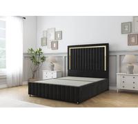 Sloomy Boston Gold Plush Divan Base 4 Drawers - 26" Headboard- Footboard in Black | Size: Double Sloomy Black Double