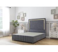 Sloomy Boston Gold Plush Divan Base 4 Drawers - 26" Headboard- Footboard in Dark Grey | Size: Double Sloomy Dark Grey Double