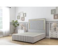 Sloomy Boston Gold Plush Divan Base 4 Drawers - 54" Headboard- Footboard in Silver | Size: King Sloomy Silver King