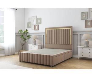 Sloomy Boston Gold Plush Divan Base 4 Drawers - 54" Headboard- Footboard in Taupe | Size: Double Sloomy Taupe Double