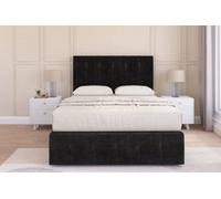 Sloomy Cambridge Black Plush Divan Bed 2 Drawers Right Side-54" Floor Standing Headboard 12" Footboard 2'6 Small Single