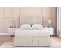 Sloomy Cambridge Cream Plush Divan Bed 2 Drawers Left Side-54" Floor Standing Headboard 12" Footboard 3' Single