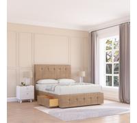 Sloomy Cambridge Divan Bed Base 2 Drawers 12" Footboard & 54" Floor Standing Headboard in Light Beige | Size: Small Double Sloomy Light Beige Small Double