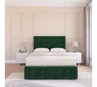 Sloomy Cambridge Divan Bed Set With No drawers & Matching Footboard - Plush Velvet in Emerald | Size: Double Sloomy Emerald Double