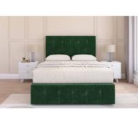 Sloomy Cambridge Plush Divan Set No Drawers - 54" Headboard-12" Footboard in Emerald | Size: Small Double Sloomy Emerald Small Double