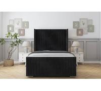 Sloomy Camden Black Naples Bed Frame With 50" Upholstered Wingback Headboard 3' Single