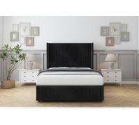 Sloomy Camden Black Naples Divan Bed With Mattress No Drawers With 54" Wingback & 12" Footboard 3' Single