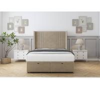 Sloomy Camden Coniston Ottoman Bed Set With 54" Wingback Headboard in Cream | Size: Small Double Sloomy Cream Small Double
