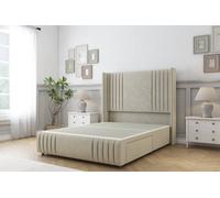 Sloomy Camden Cream Plush Divan Bed Base No Drawers-54" Wingback Headboard12"-Footboard 2'6 Small Single