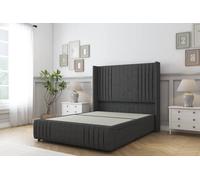 Sloomy Camden Dumfries Divan Base No Drawers - 54" Wing Headboard-Footboard in Dark Grey | Size: Double Sloomy Dark Grey Double