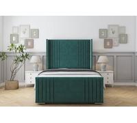 Sloomy Camden Emerald Plush Bed Frame With Mattress With 50" Upholstered Wingback Headboard 6' Super King