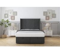 Sloomy Camden Graphite Dumfries Ottoman Bed Base With 54" Wingback Headboard 6' Super King
