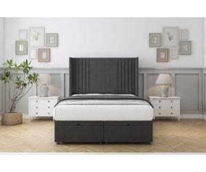 Sloomy Camden Graphite Dumfries Ottoman Bed With Mattress With 54" Wingback Headboard 2'6 Small Single