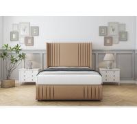 Sloomy Camden Latte Dumfries Divan Bed With Mattress 2 Drawers Foot-End With 54" Wingback & 12" Footboard 4' Small Double