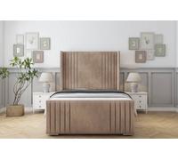 Sloomy Camden Mink Naples Bed Frame With 50" Upholstered Wingback Headboard 5' King