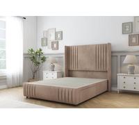 Sloomy Camden Mink Naples Divan Bed Base No Drawers-54" Wingback Headboard12"-Footboard 6' Super King