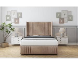 Sloomy Camden Mink Naples Divan Bed With Mattress 2 Drawers Foot-End With 54" Wingback & 12" Footboard 6' Super King