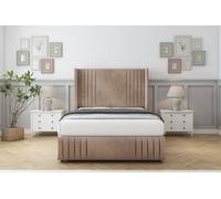 Sloomy Camden Mink Naples Divan Bed With Mattress No Drawers With 54" Wingback & 12" Footboard 4' Small Double