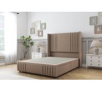 Sloomy Camden Mink Plush Divan Bed Base No Drawers-54" Wingback Headboard12"-Footboard 6' Super King