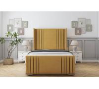 Sloomy Camden Mustard Plush Bed Frame With 50" Upholstered Wingback Headboard 5' King