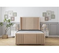 Sloomy Camden Pebble Plush Bed Frame With Mattress With 50" Upholstered Wingback Headboard 4'6 Double