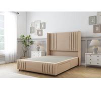 Sloomy Camden Pebble Plush Divan Bed Base No Drawers-54" Wingback Headboard12"-Footboard 5' King