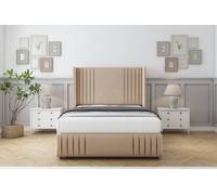 Sloomy Camden Pebble Plush Divan Bed With Mattress 2 Drawers Foot-End With 54" Wingback & 12" Footboard 4' Small Double