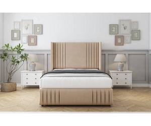 Sloomy Camden Pebble Plush Divan Bed With Mattress 2 Drawers Foot-End With 54" Wingback & 12" Footboard 4' Small Double