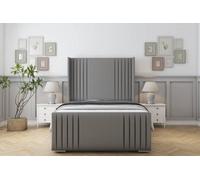 Sloomy Camden Pewter Dumfries Bed Frame With Mattress With 50" Upholstered Wingback Headboard 5' King