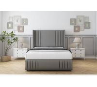Sloomy Camden Pewter Dumfries Divan Bed With Mattress No Drawers With 54" Wingback & 12" Footboard 4' Small Double