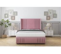 Sloomy Camden Pink Plush Divan Bed With Mattress 2 Drawers Foot-End With 54" Wingback & 12" Footboard 4'6 Double