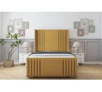 Sloomy Camden Plush Bed Frame With 50" Upholstered Wingback Headboard in Mustard | Size: Double Sloomy Mustard Double